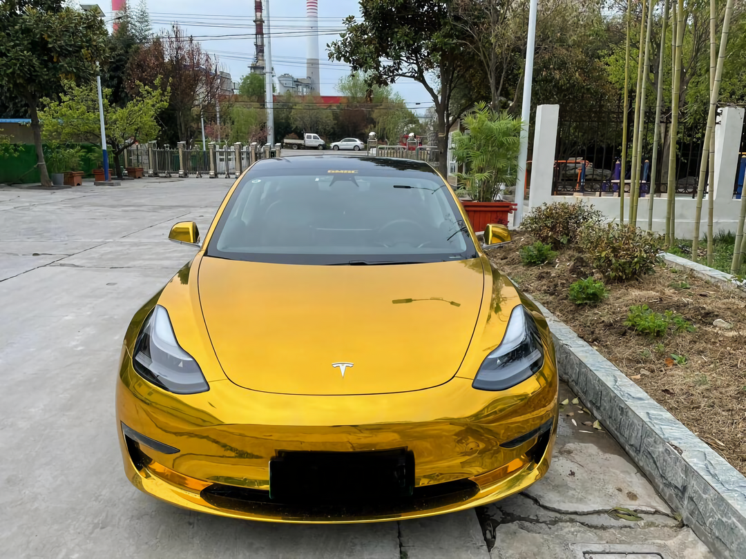 PET Mirror Chrome Gold Vinyl Wrap