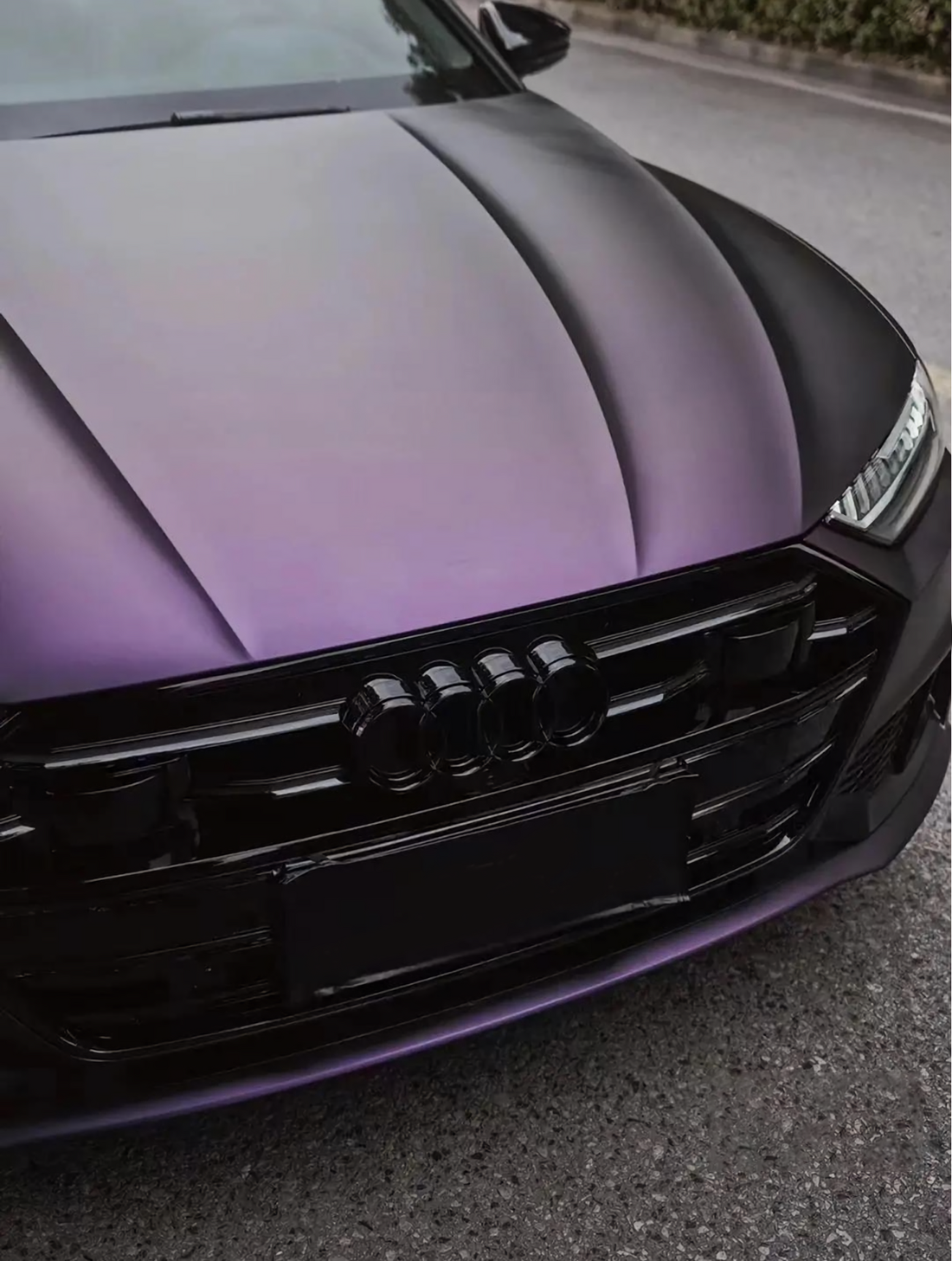 PET Satin Black Turn Purple Vinyl Wrap